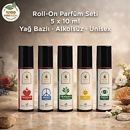 Roll-On Parfüm Seti 5 x 10 ml – Yağ Bazlı, Alkolsüz, Doğal İçerikli, Unisex